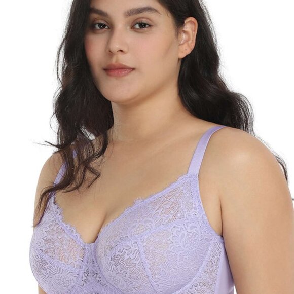 HSIA Bra 38DD Purple Lace Sheer Back Closure Underwire - Picture 2 of 14